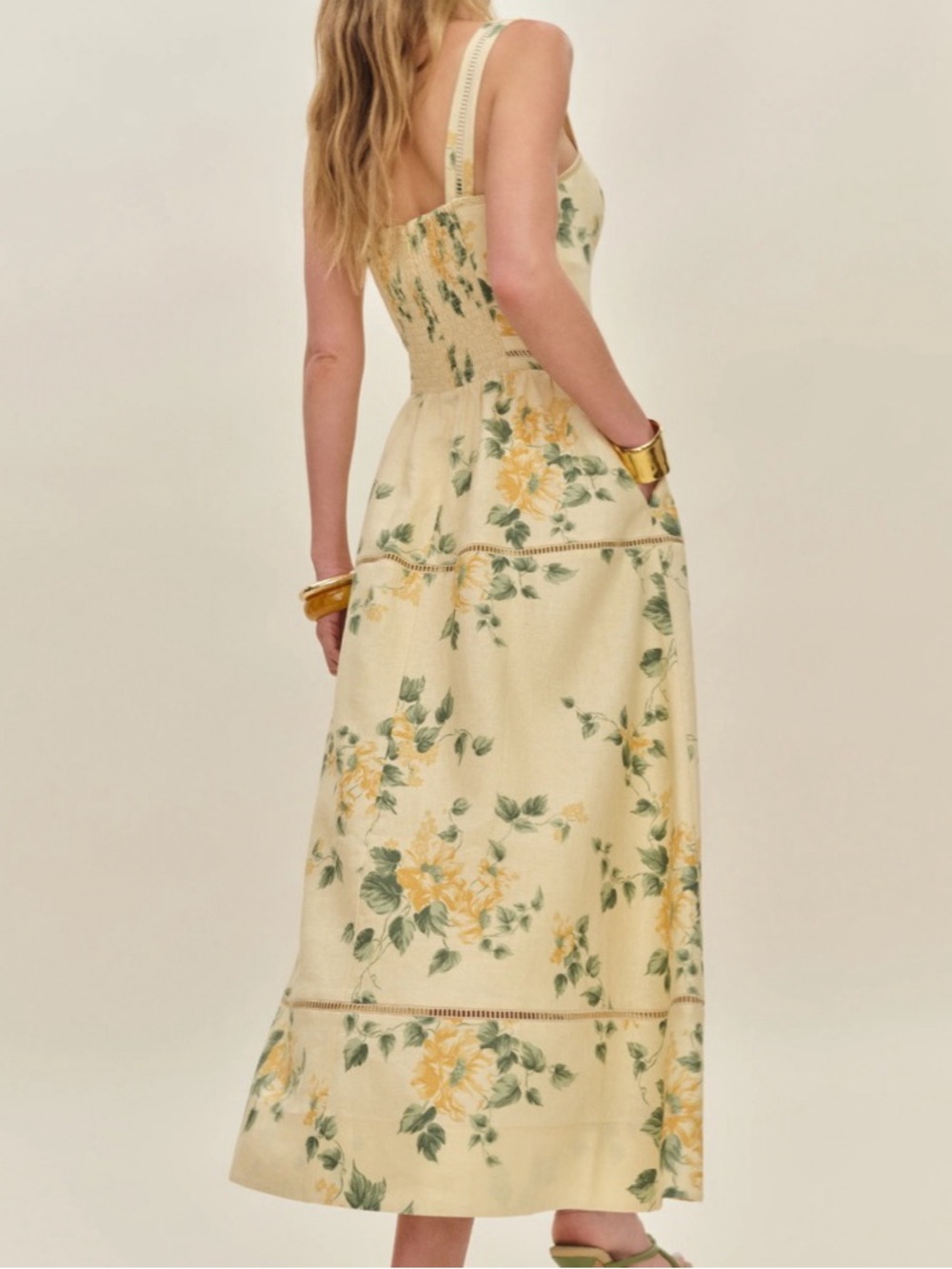NWT Reformation Everett Linen Midi Dress in Radiance - Picture 2 of 3